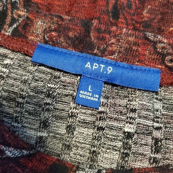 NWT Apt. 9 Paisley Print Ribbed Knit Long Sleeve Swing Dress Ret. $50 - Picture 7 of 10